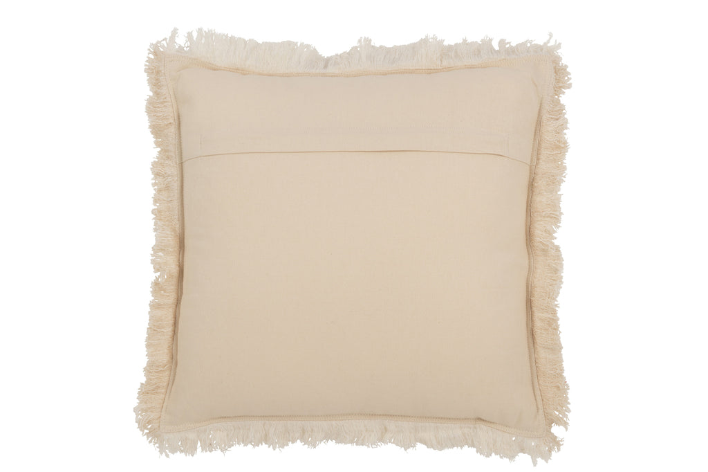 Kussen Franjes Katoenen Mousseline Licht Beige