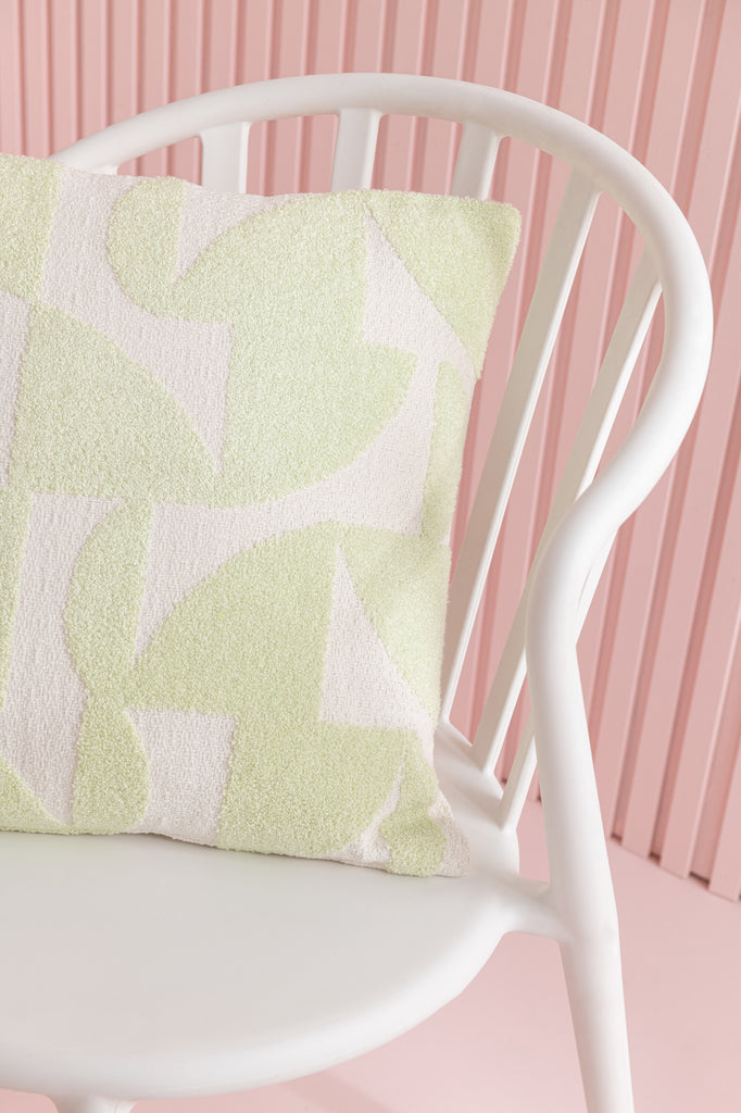 Kussen Geo Textile Wit/Mintgroen