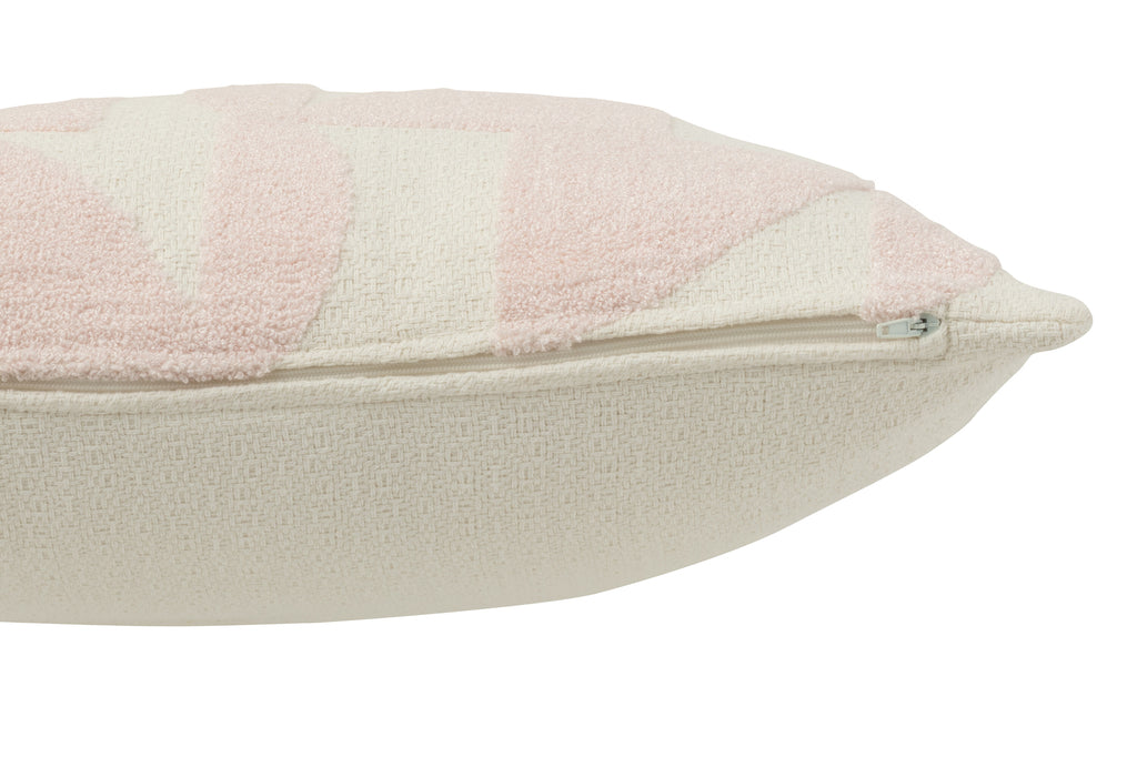 Kussen Geo Textile Wit/Lichtroze
