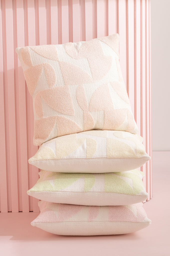 Kussen Geo Textile Wit/Zalm