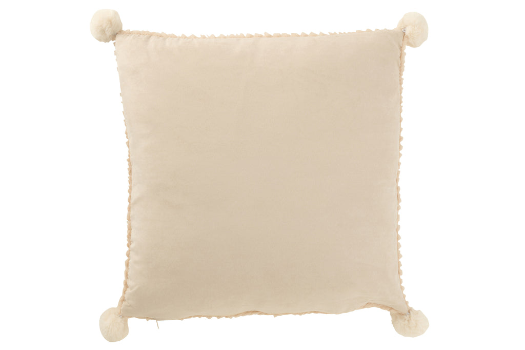 Kussen Zacht Pompoms Polyester Beige