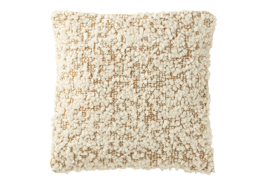 Kussen Vierkant Bouclé Katoen/Polyester Kameel/Crème