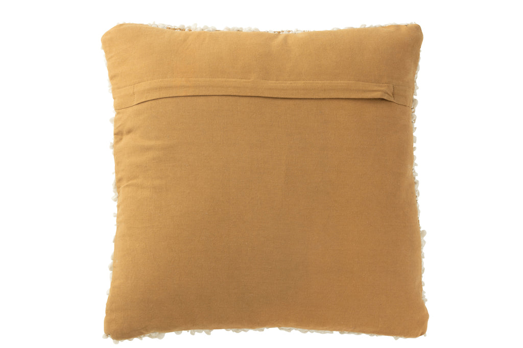 Kussen Vierkant Bouclé Katoen/Polyester Kameel/Crème