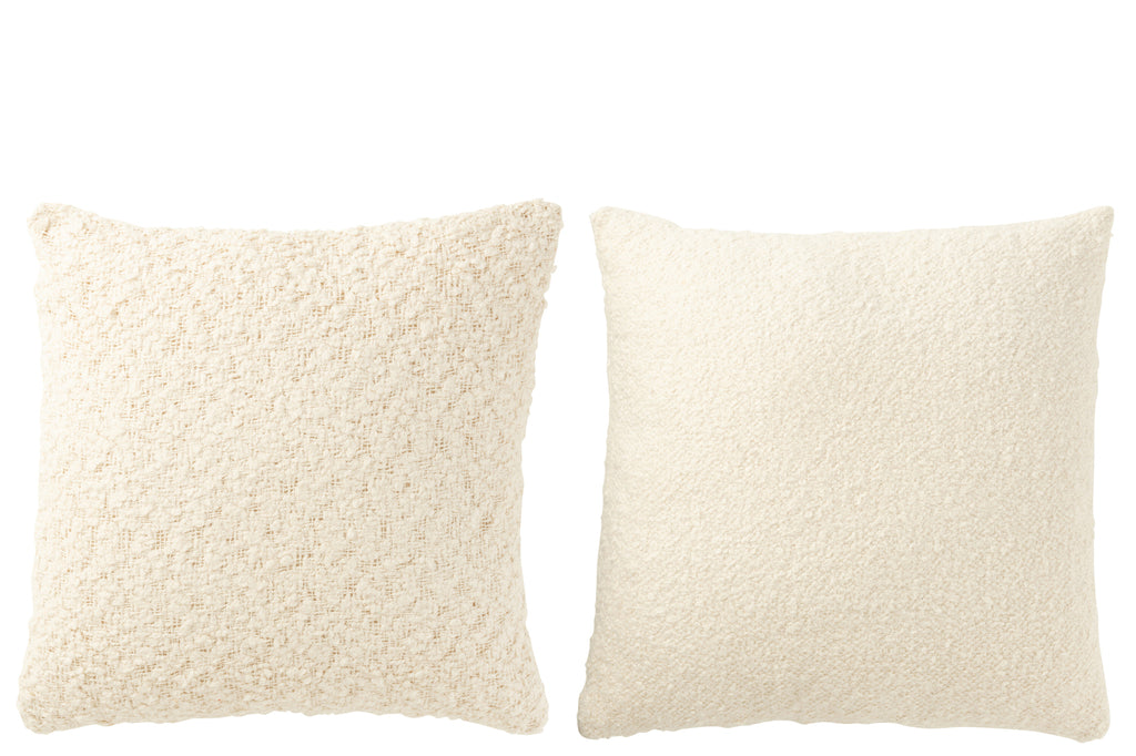 Kussen Vierkant Los/Strakke Weef Katoen Crème Assortiment Van 2