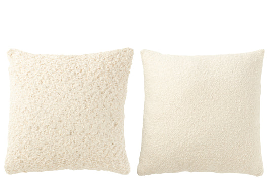 Kussen Vierkant Los/Strakke Weef Katoen Crème Assortiment Van 2