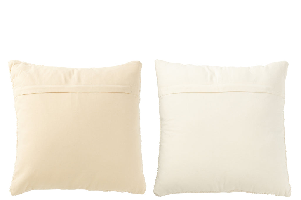 Kussen Vierkant Los/Strakke Weef Katoen Crème Assortiment Van 2