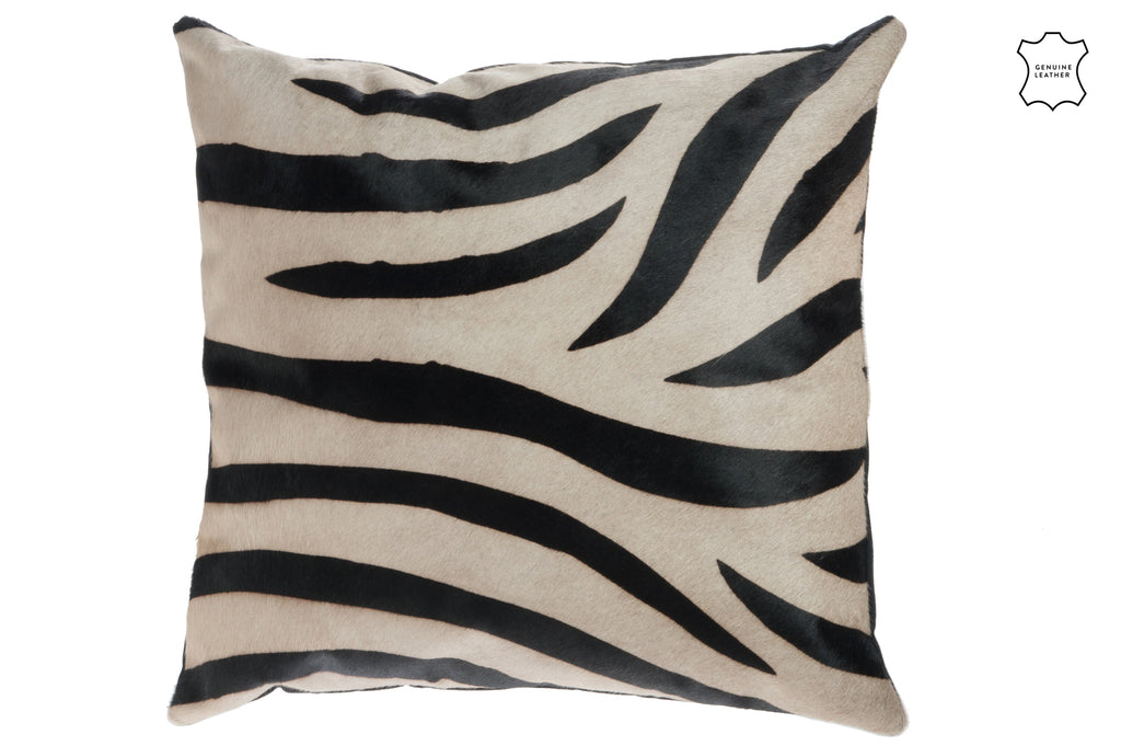 Kussen Zebra Leer/Canvas Zwart