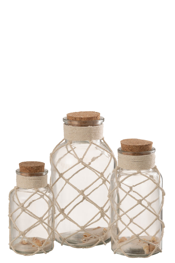 Decoratie Vaas Zand Schelpen Glas Transparant Groot