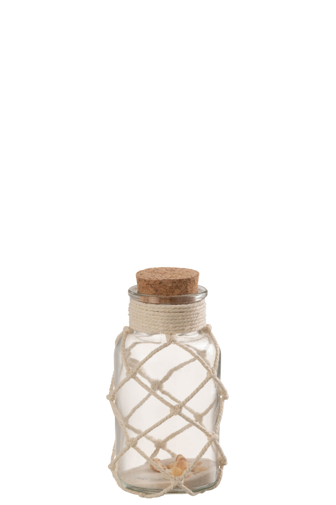Decoratie Vaas Zand Schelpen Glas Transparant Klein