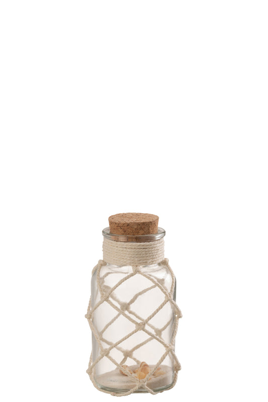 Decoratie Vaas Zand Schelpen Glas Transparant Klein