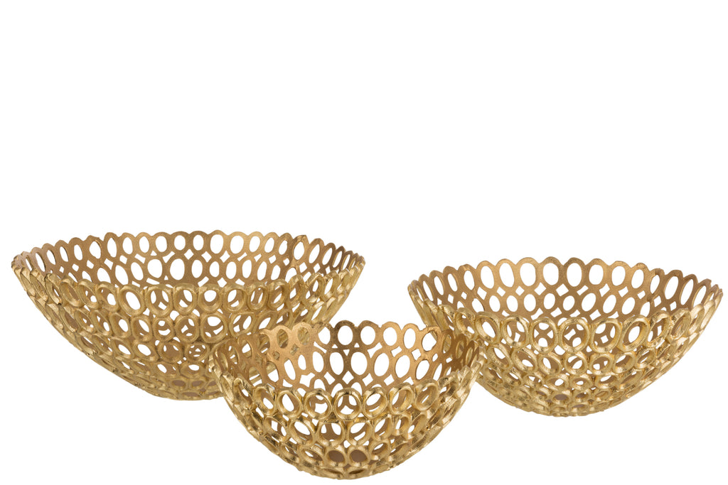 Schotel Ronde Ringen Aluminium Goud Groot