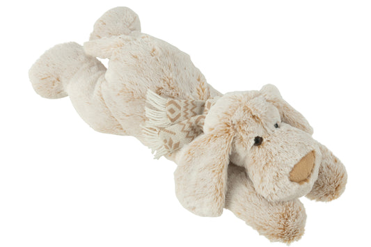 Hond Liggend Pluche Polyester Beige
