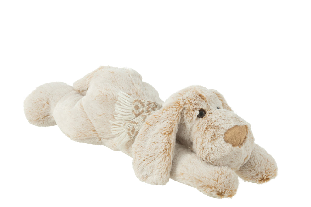 Hond Liggend Pluche Polyester Beige