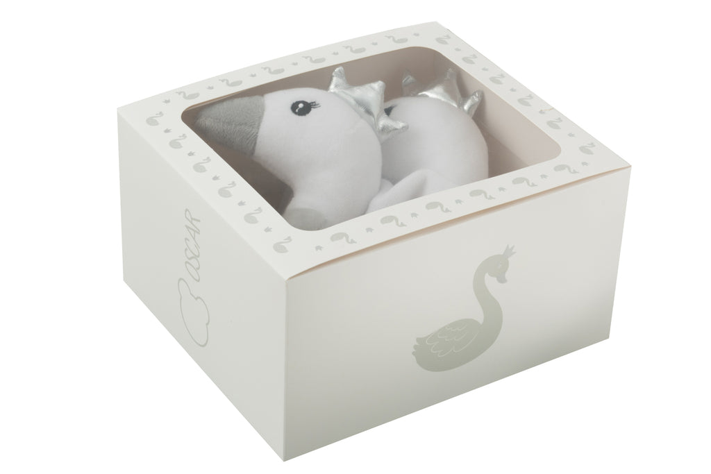 Doudou+Rammelaar Pluche Wit/Grijs/Zilver