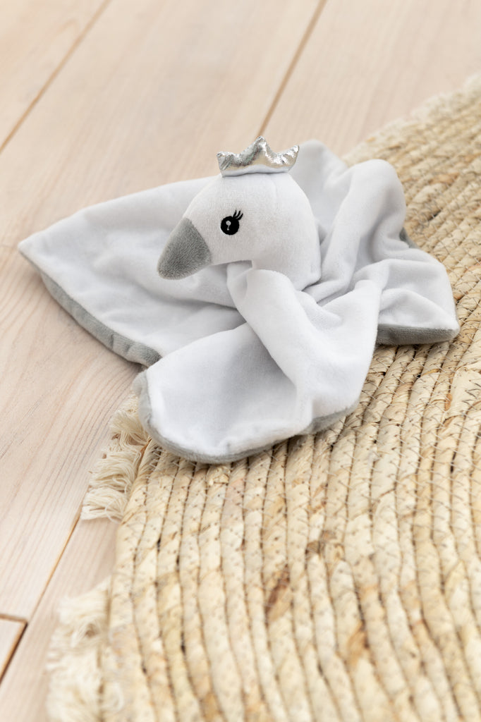 Doudou+Rammelaar Pluche Wit/Grijs/Zilver