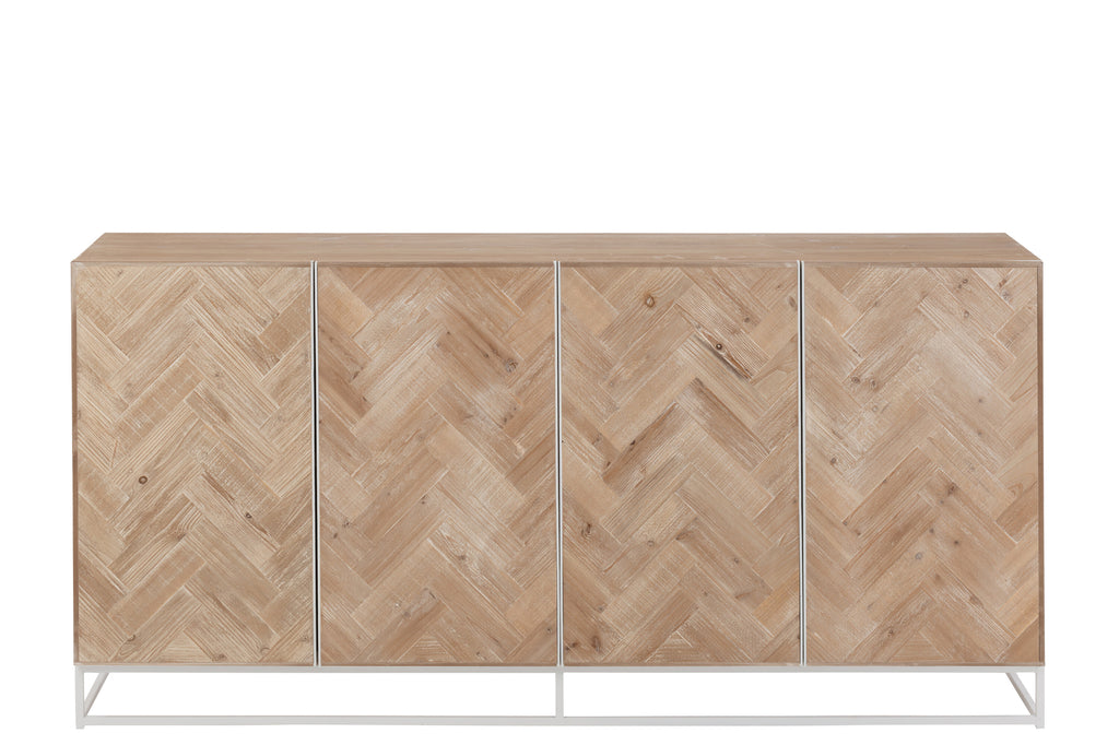 Dressoir 4 Deuren Zigzag Hout/Metaal Naturel/Wit