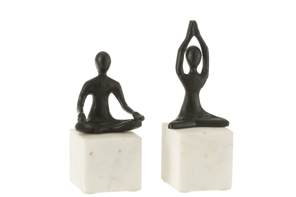 Figuur Yoga Aluminium/Marmer Zwart/Wit Assortiment Van 2