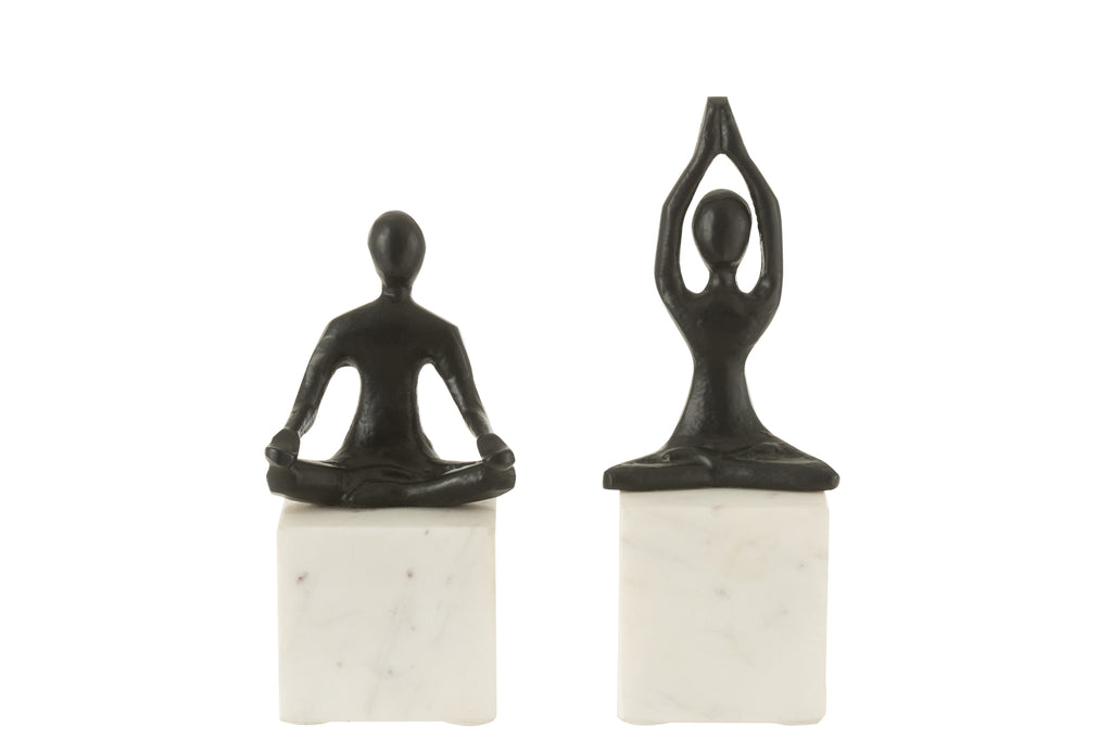 Figuur Yoga Aluminium/Marmer Zwart/Wit Assortiment Van 2