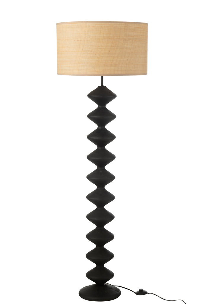 Staande lamp Rups Populier Hout Zwart/Natuurlijk