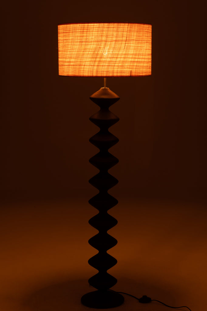 Staande lamp Rups Populier Hout Zwart/Natuurlijk
