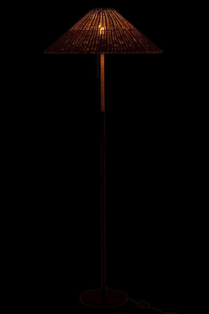 Staande lamp Metaal/Rotan Zwart/Natuurlijk