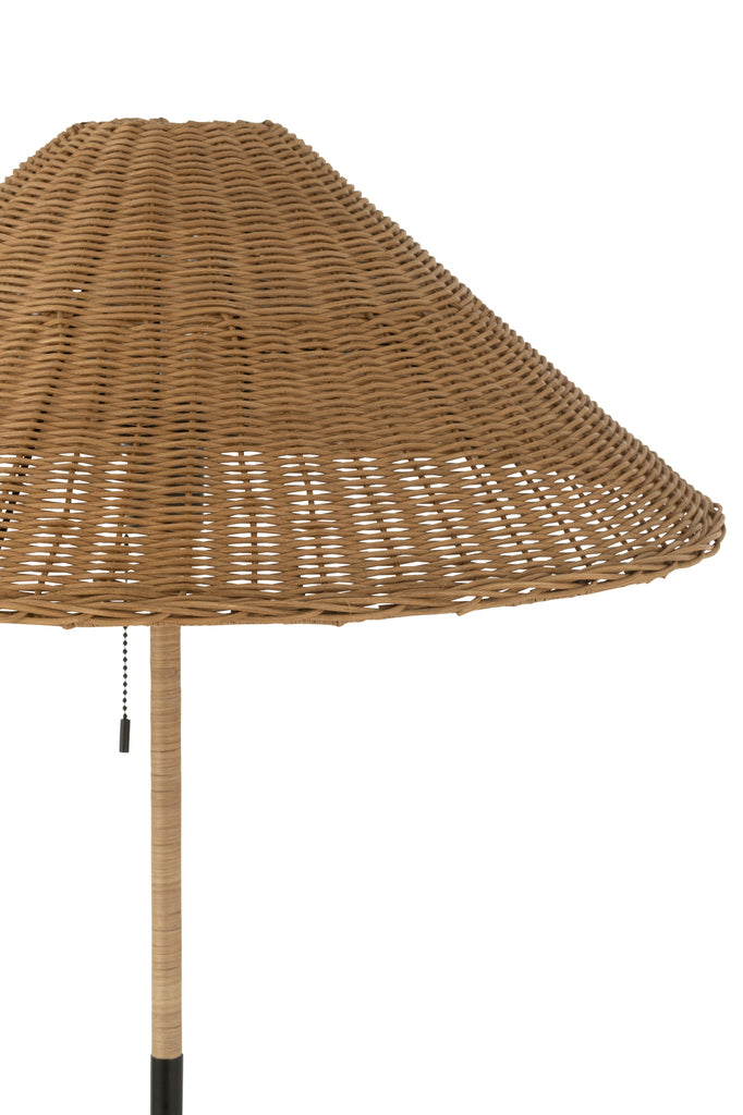 Staande lamp Metaal/Rotan Zwart/Natuurlijk