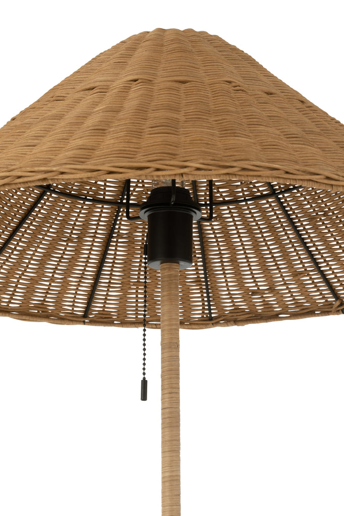 Staande lamp Metaal/Rotan Zwart/Natuurlijk
