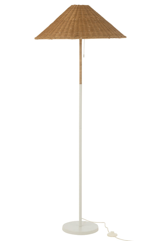 Staande lamp Metaal/Rotan Wit/Natuurlijk