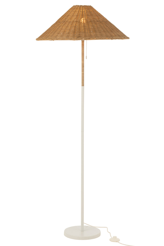Staande lamp Metaal/Rotan Wit/Natuurlijk