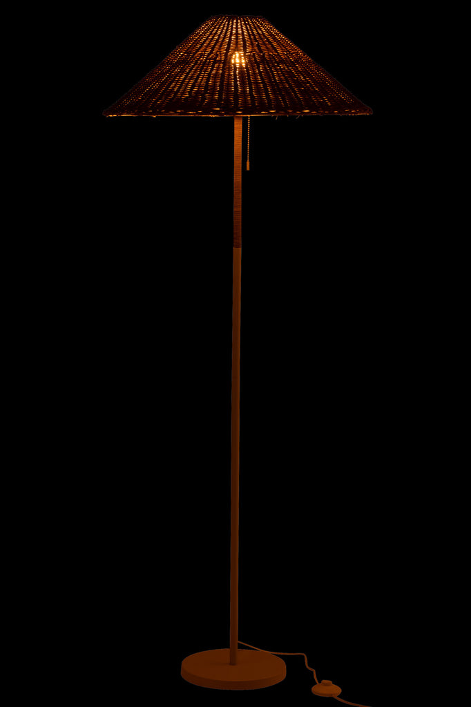 Staande lamp Metaal/Rotan Wit/Natuurlijk