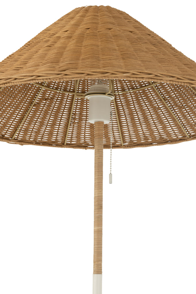 Staande lamp Metaal/Rotan Wit/Natuurlijk