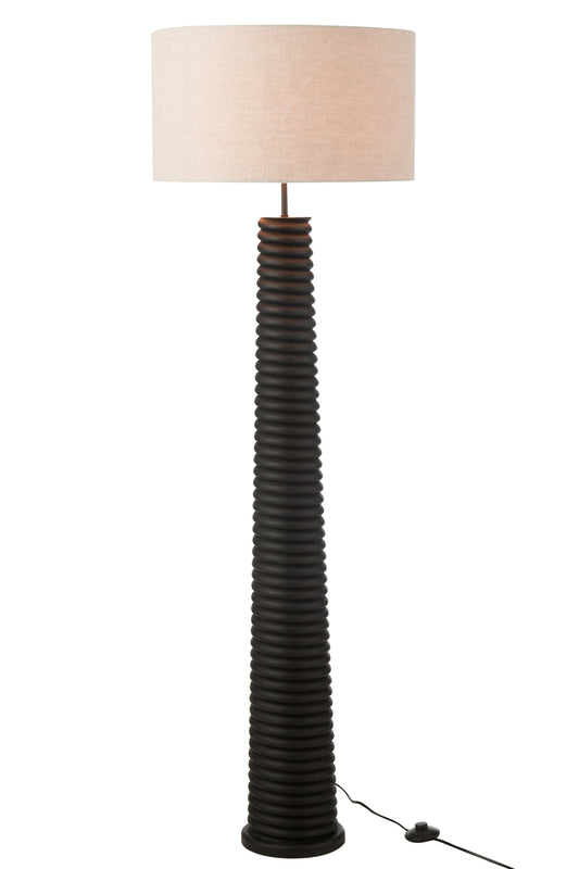 Staande lamp geregen ailanthus hout zwart/grijs