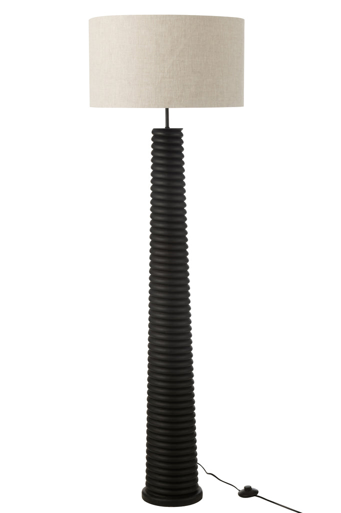 Staande lamp geregen ailanthus hout zwart/grijs