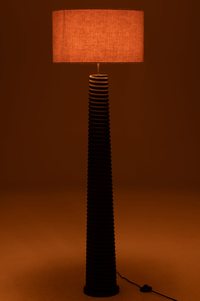 Staande lamp geregen ailanthus hout zwart/grijs