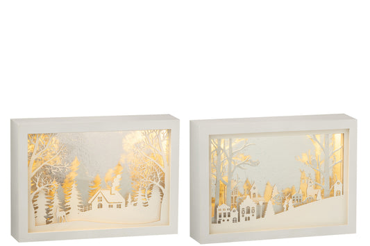 Frame Low 3D Led Winter Pvc/Glas Zilver Assortiment Van 2
