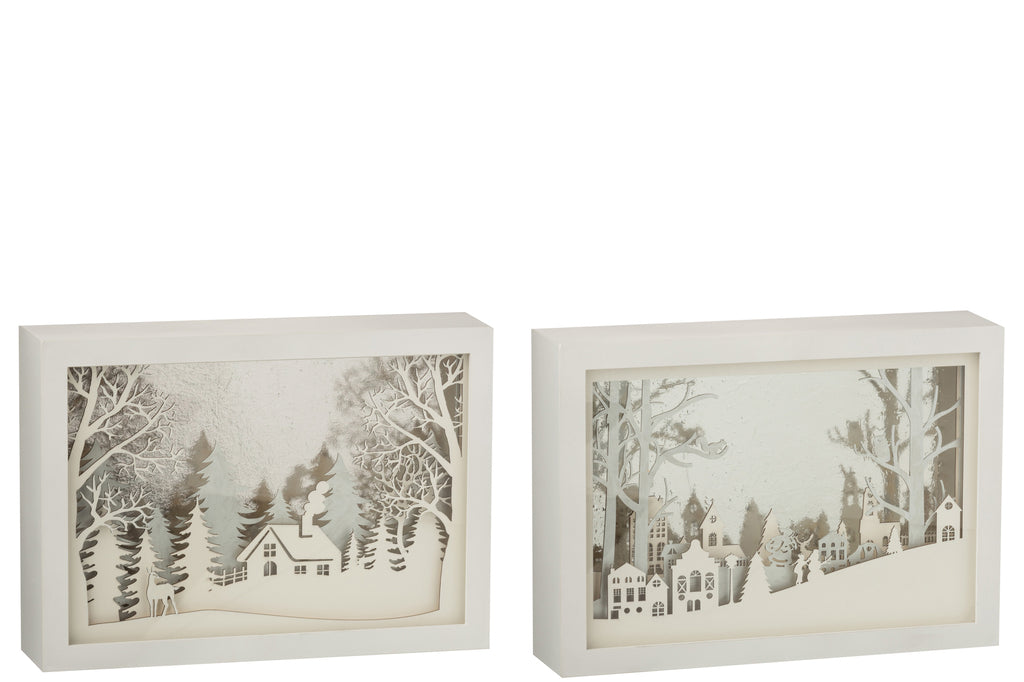 Frame Low 3D Led Winter Pvc/Glas Zilver Assortiment Van 2