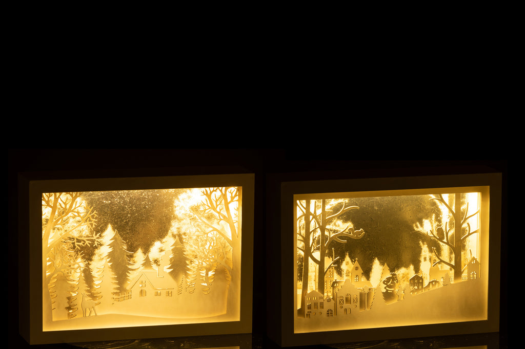 Frame Low 3D Led Winter Pvc/Glas Zilver Assortiment Van 2