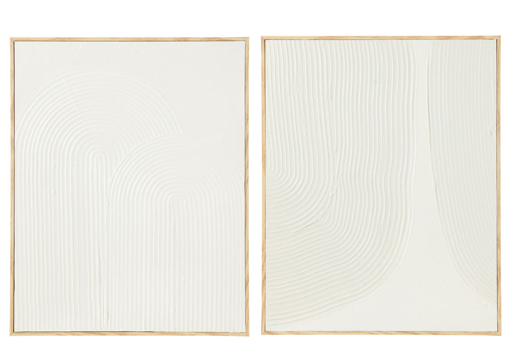 Frame Getextureerde Abstracte Vormen Hout Wit Assortiment Van 2