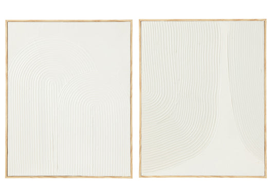 Frame Getextureerde Abstracte Vormen Hout Wit Assortiment Van 2