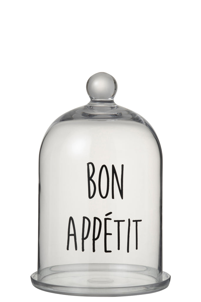 Glazen stolp Bon Appetit Rond Glas Transparant/Zwart