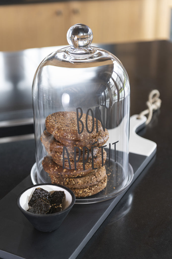 Glazen stolp Bon Appetit Rond Glas Transparant/Zwart