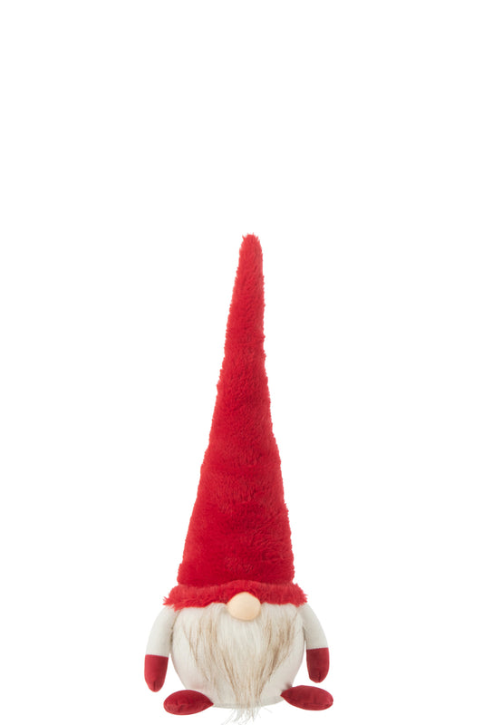 Gnome+Led Textiel Rood/Wit Groot