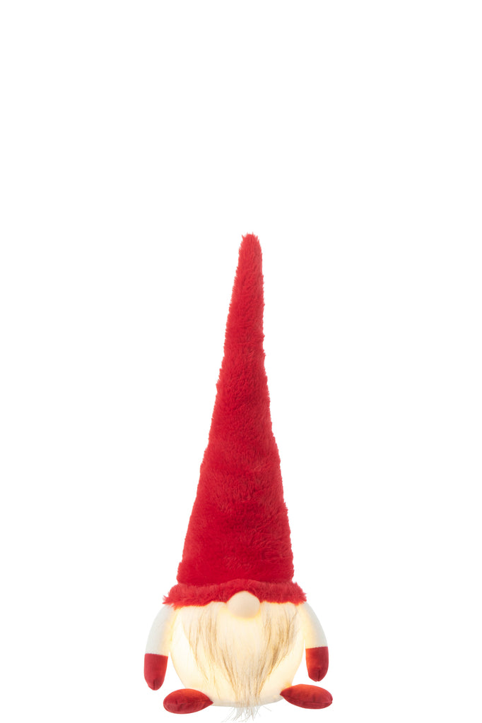 Gnome+Led Textiel Rood/Wit Groot