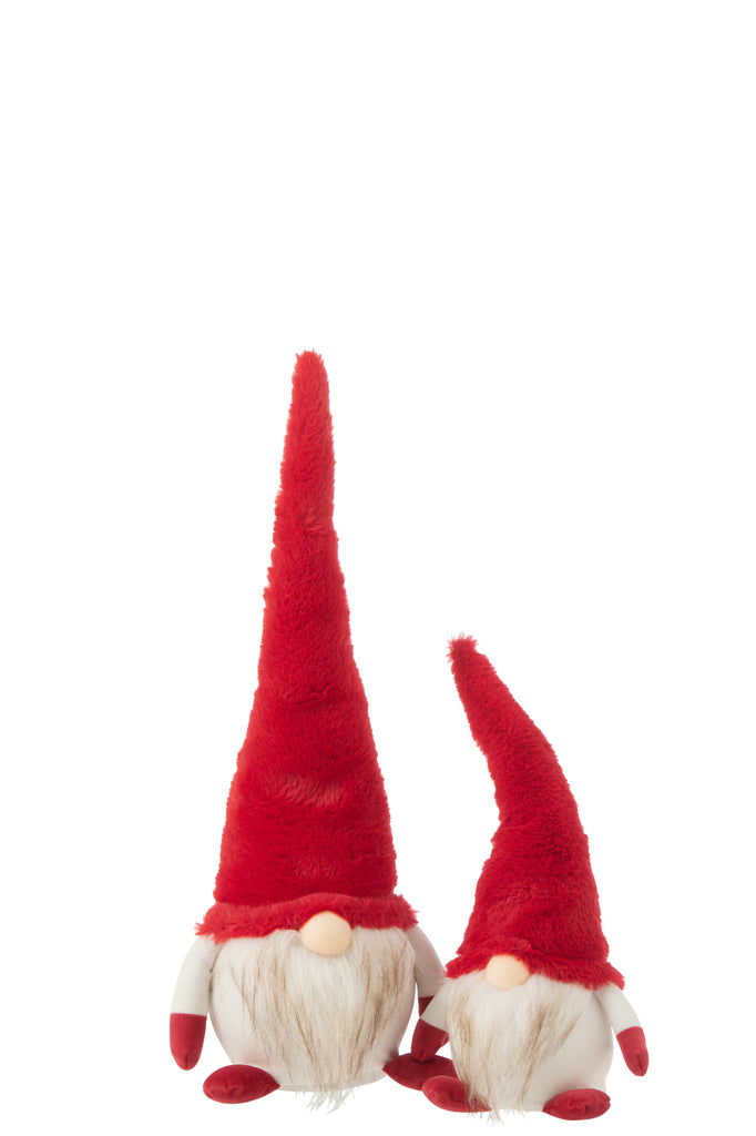 Gnome+Led Textiel Rood/Wit Groot