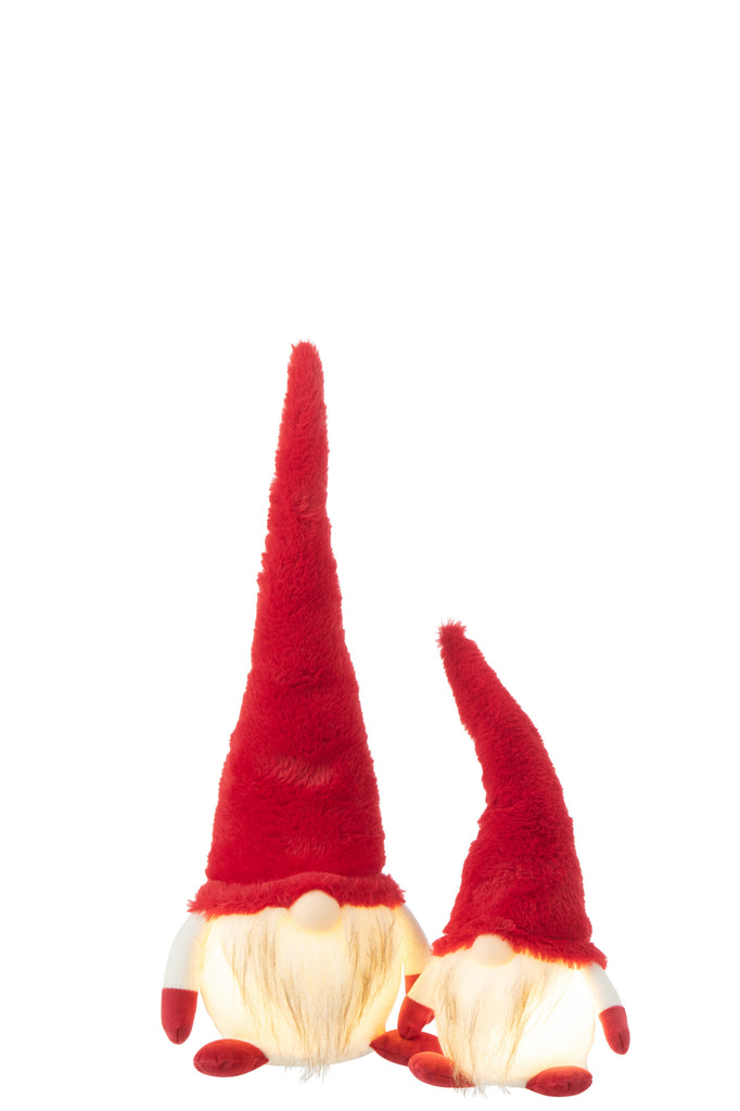 Gnome+Led Textiel Rood/Wit Groot