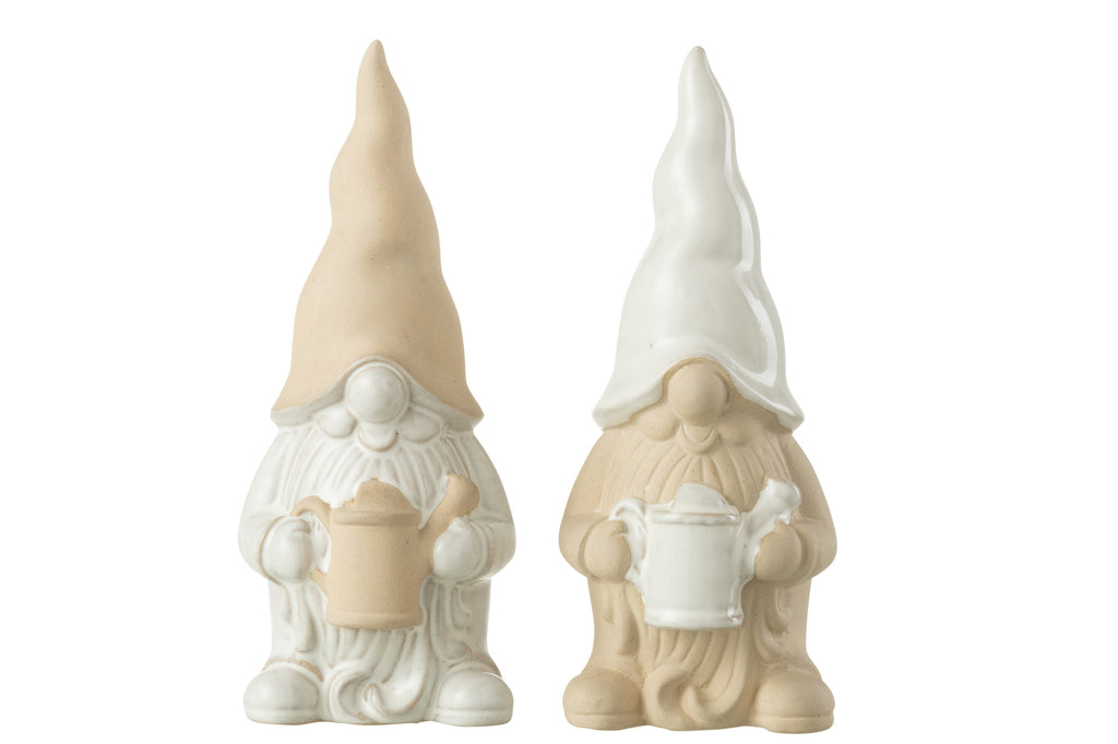 Gnome Gieter Porselein Wit/Beige Groot Assortiment Van 2