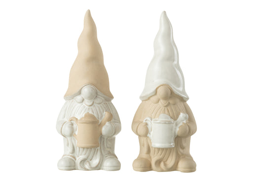 Gnome Gieter Porselein Wit/Beige Groot Assortiment Van 2