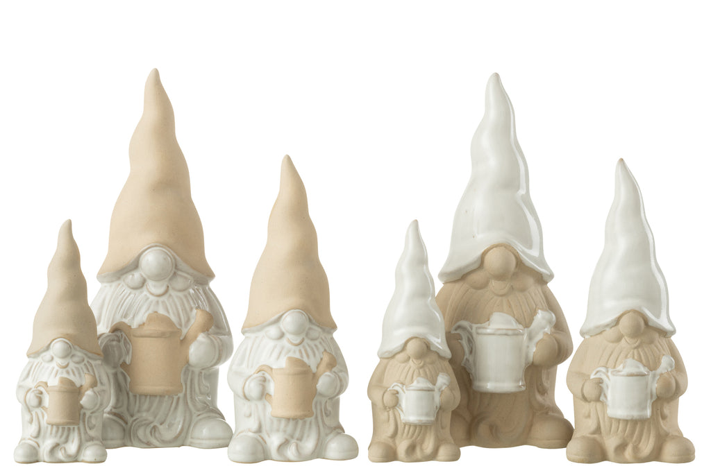 Gnome Gieter Porselein Wit/Beige Groot Assortiment Van 2