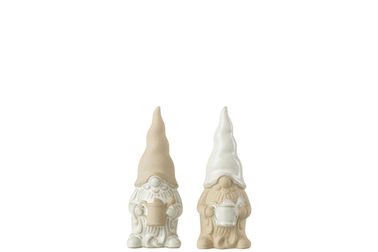 Gnome Gieter Porselein Wit/Beige Klein Assortiment Van 2