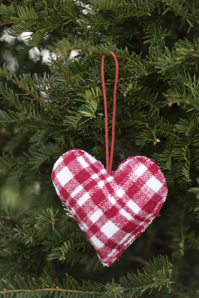 Hanger Hart/Ster/Kerstboom Geruit Textiel Rood/Wit Assortiment Van 3